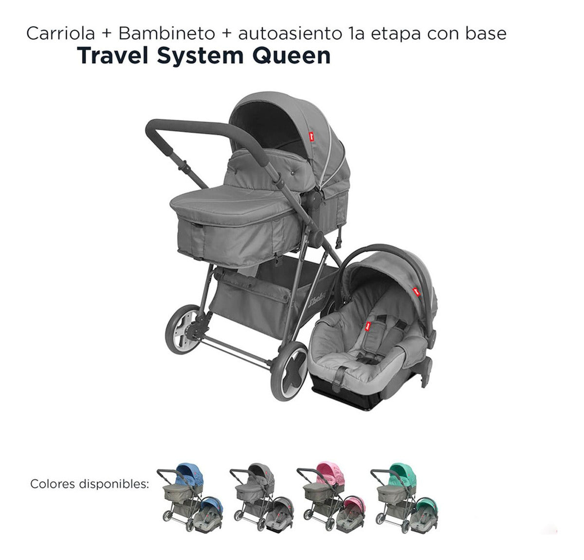 Set Carriola D'bebé Travel System Queen de 0 a 36 meses