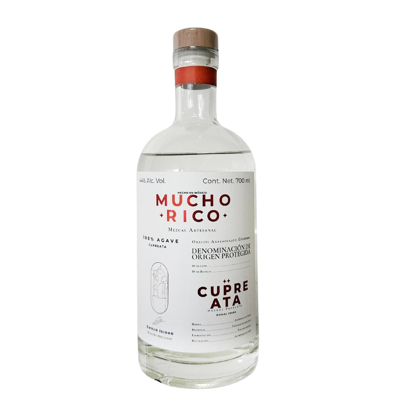 Mezcal Artesanal Caja 12 Und Mucho Rico Joven 44% Cupreata 700ml