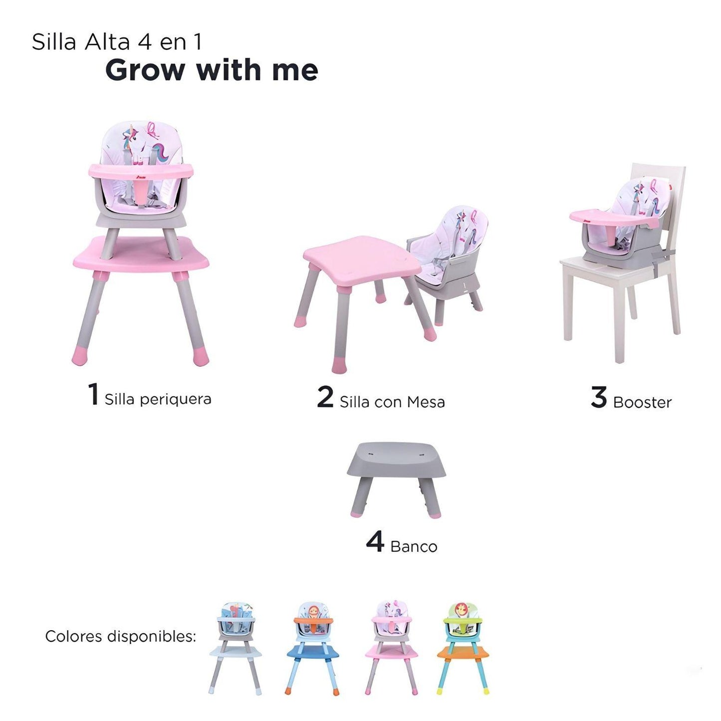 Silla Alta D'bebé Grow with Me Unisex de 6 meses a 7 años