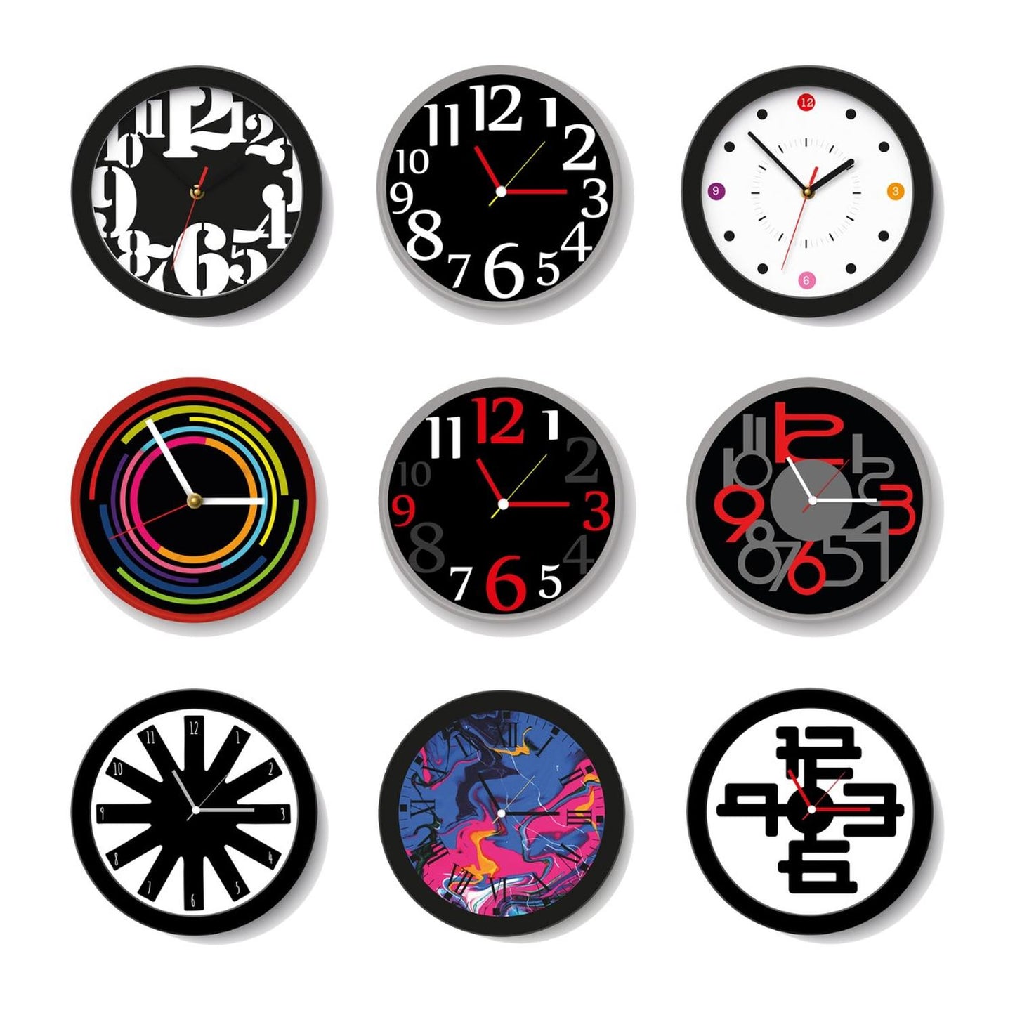 Reloj De Pared Moderno Colorido Unisex Cuarzo Análogo de 30cm Plástico