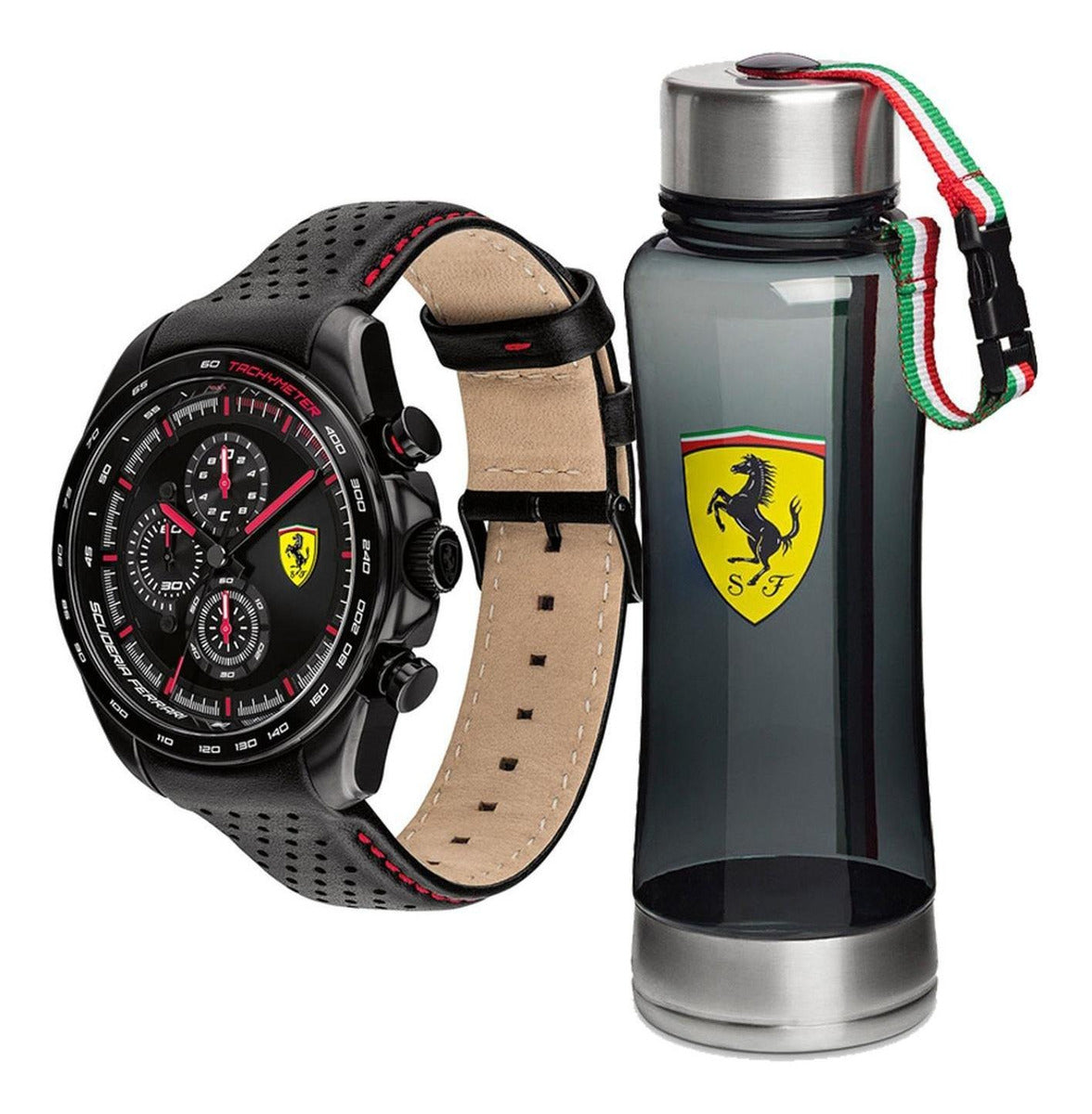 Set Reloj Termo Ferrari Speedracer Negro 0830647 Para Hombre
