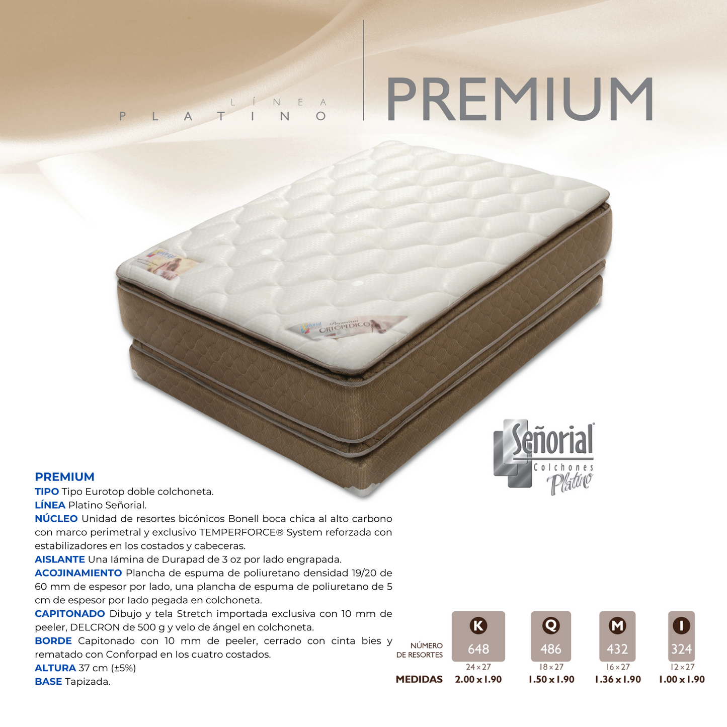 Colchón Premium Beige Platino Señorial