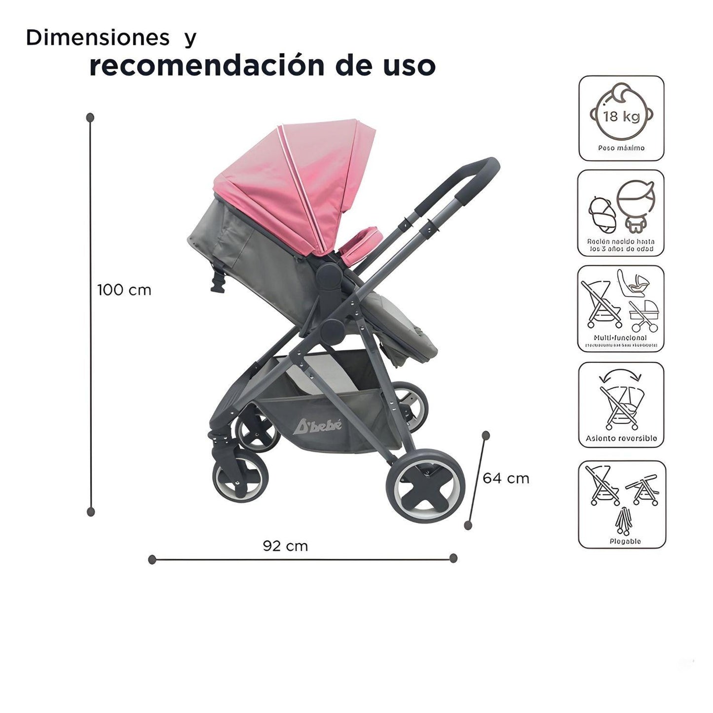 Set Carriola D'bebé Travel System Queen de 0 a 36 meses