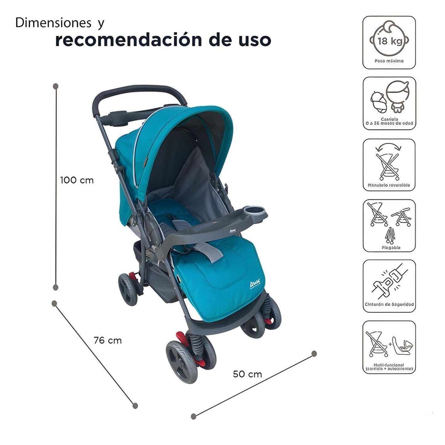 Set Carriola D'bebé Travel System Star Baby de 0 a 36 meses