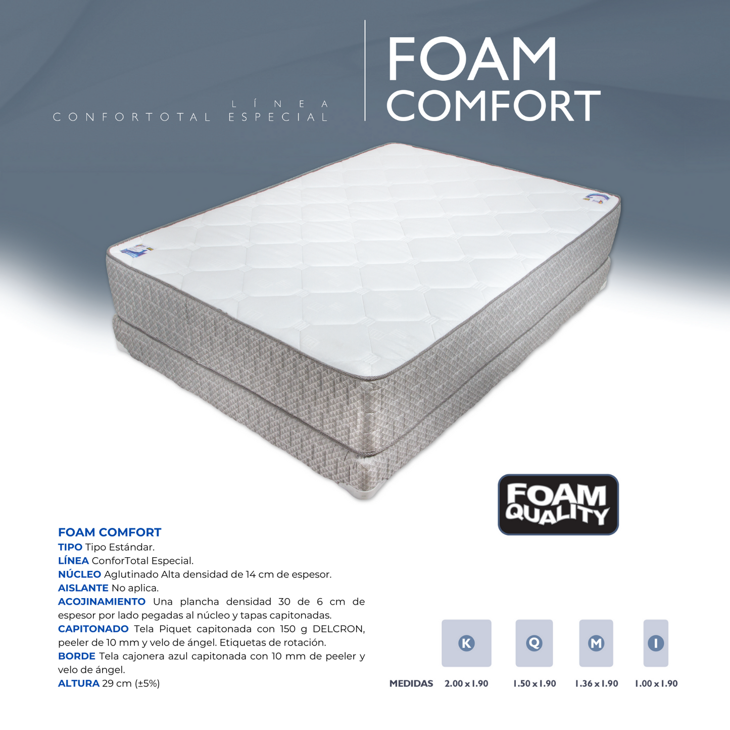 Colchón Foam Comfort Beige Confortotal Especial