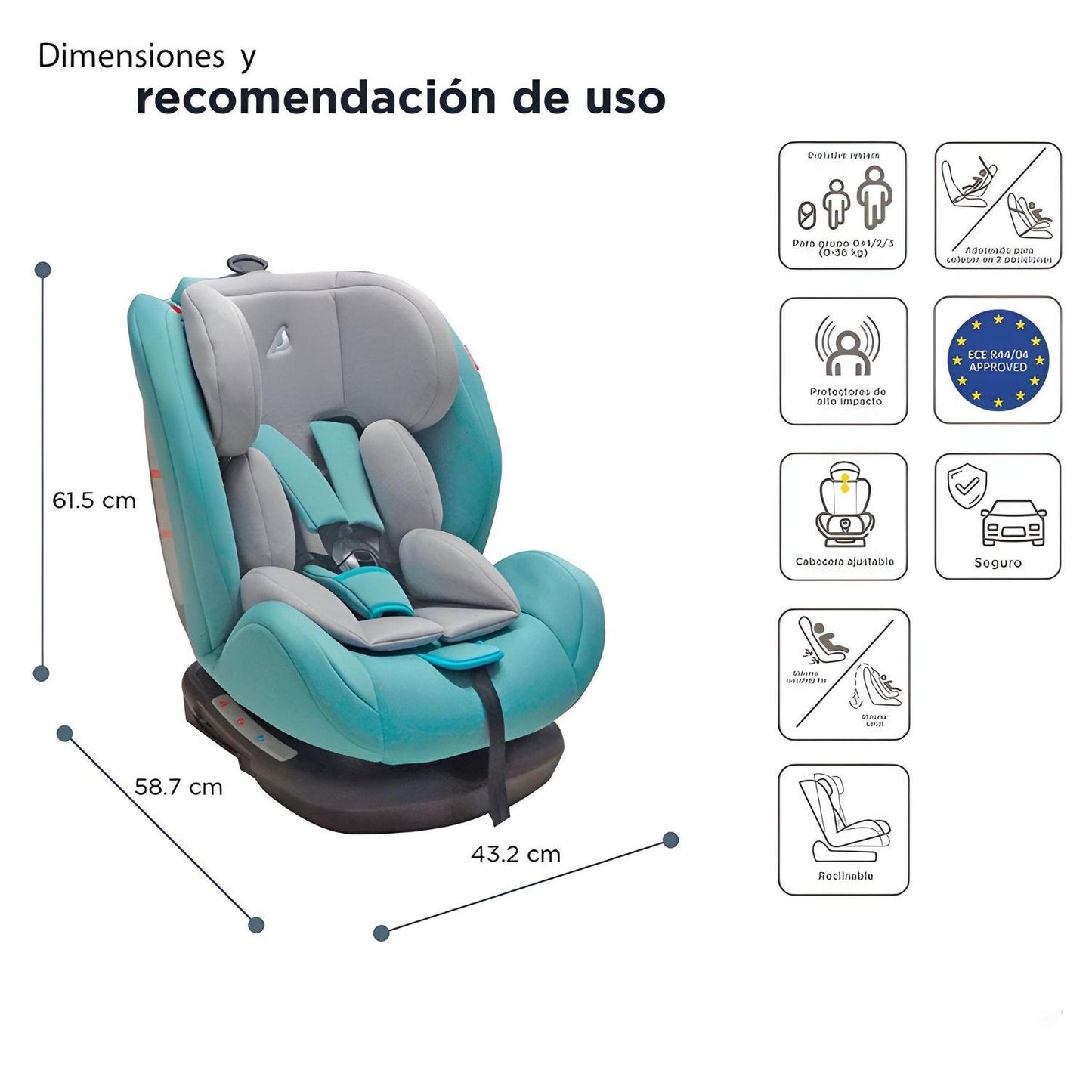 Autoasiento Etapa 0+1-2-3 D'bebé Isofix Mare Travel 0 a 36kg