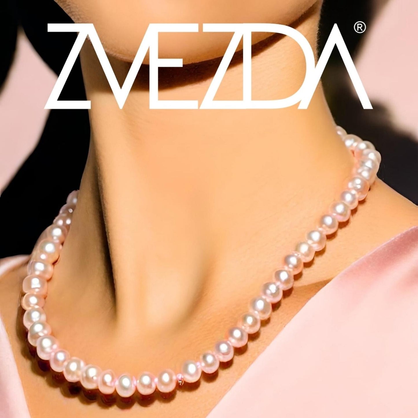 Collar Perlas de Cristal Austriacas Zvezda Plata 0.925 Mujer