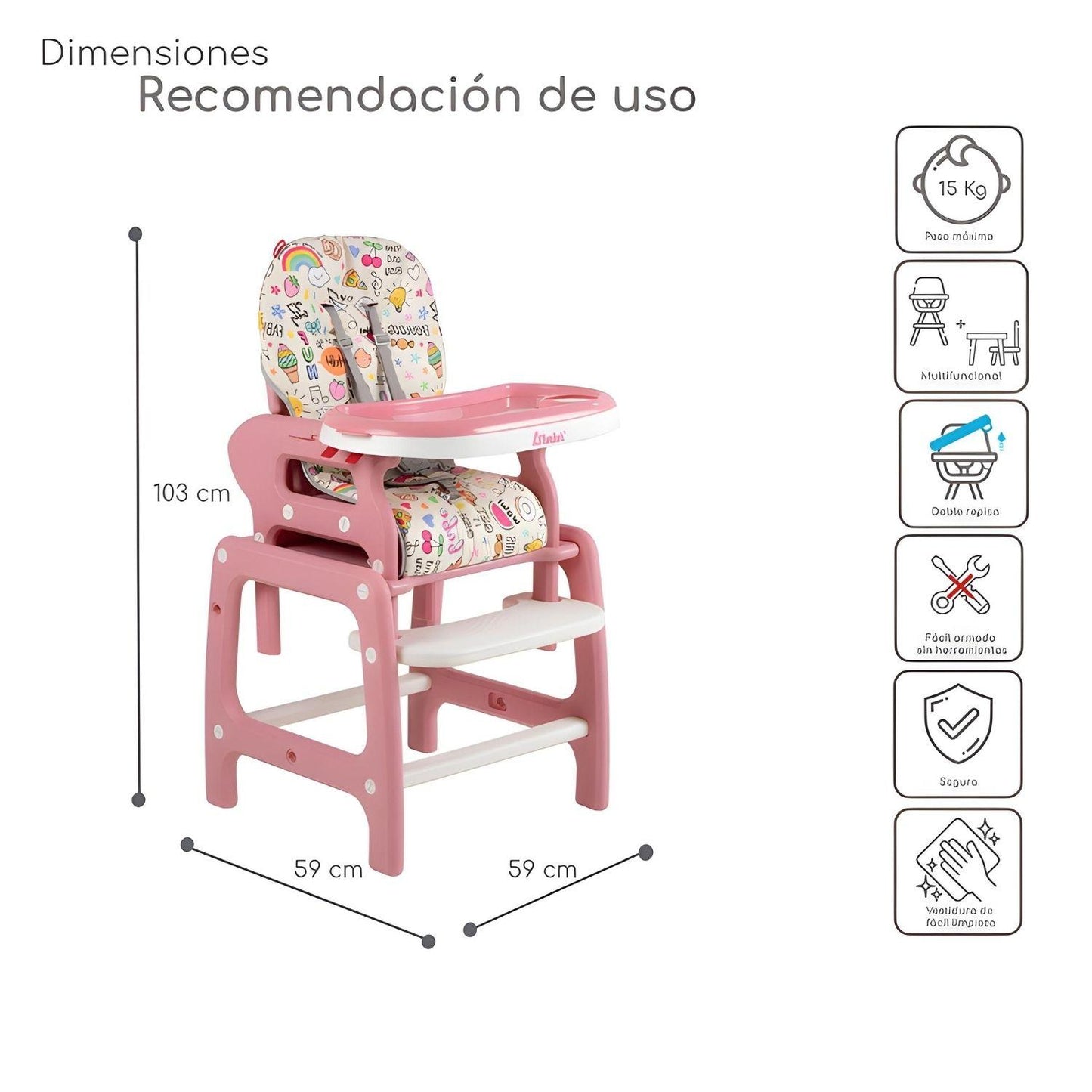 Silla Alta D'bebé Multiconfort Unisex de 6 meses a 7 años