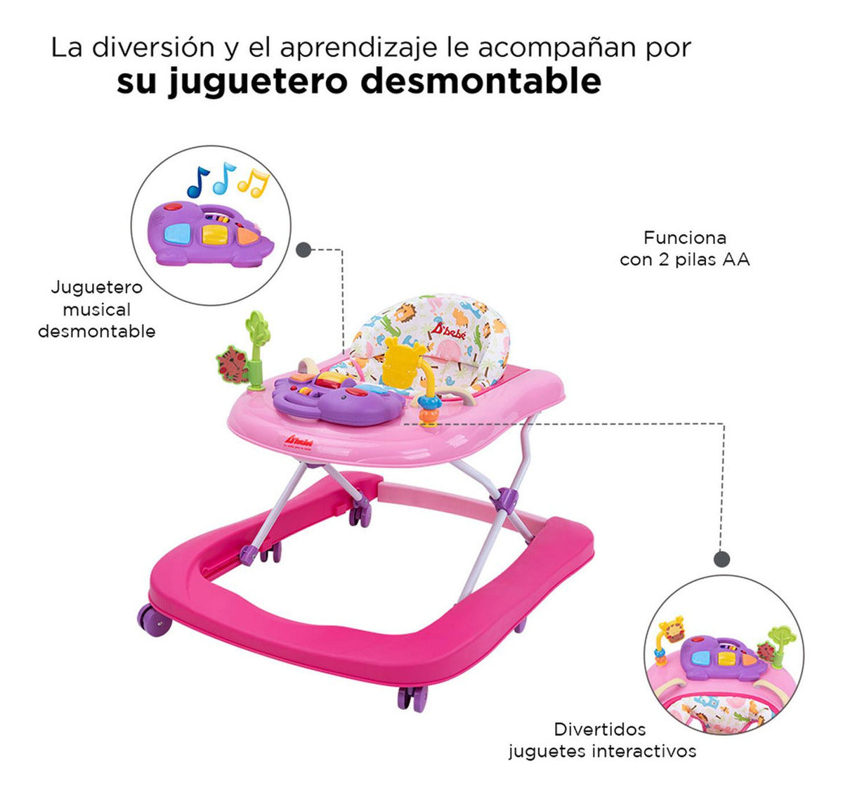 Andadera Caminadora D'bebé Jungle 2en1 de 6 meses hasta 12kg