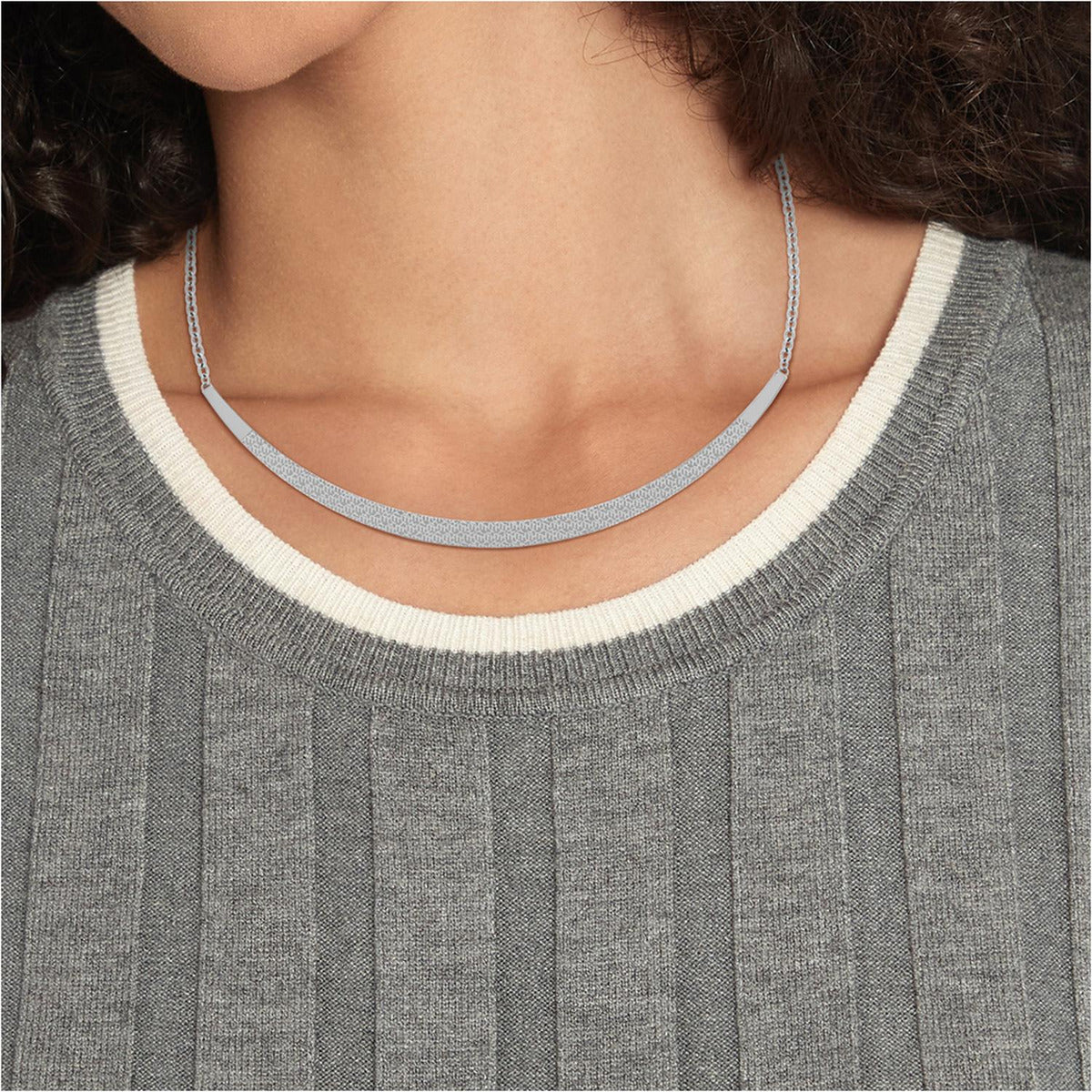 Collar Tommy Hilfiger Rectangular Block Plateado para Mujer