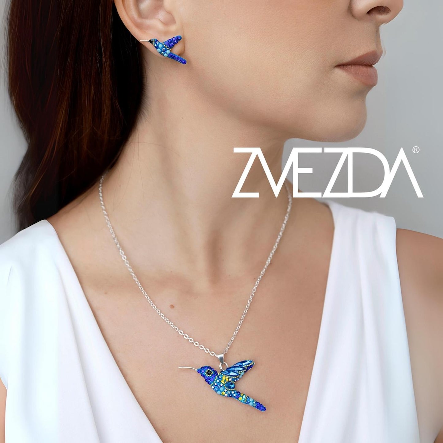 Set Collar y Aretes Colibrí Zvezda 0.925 Mujer