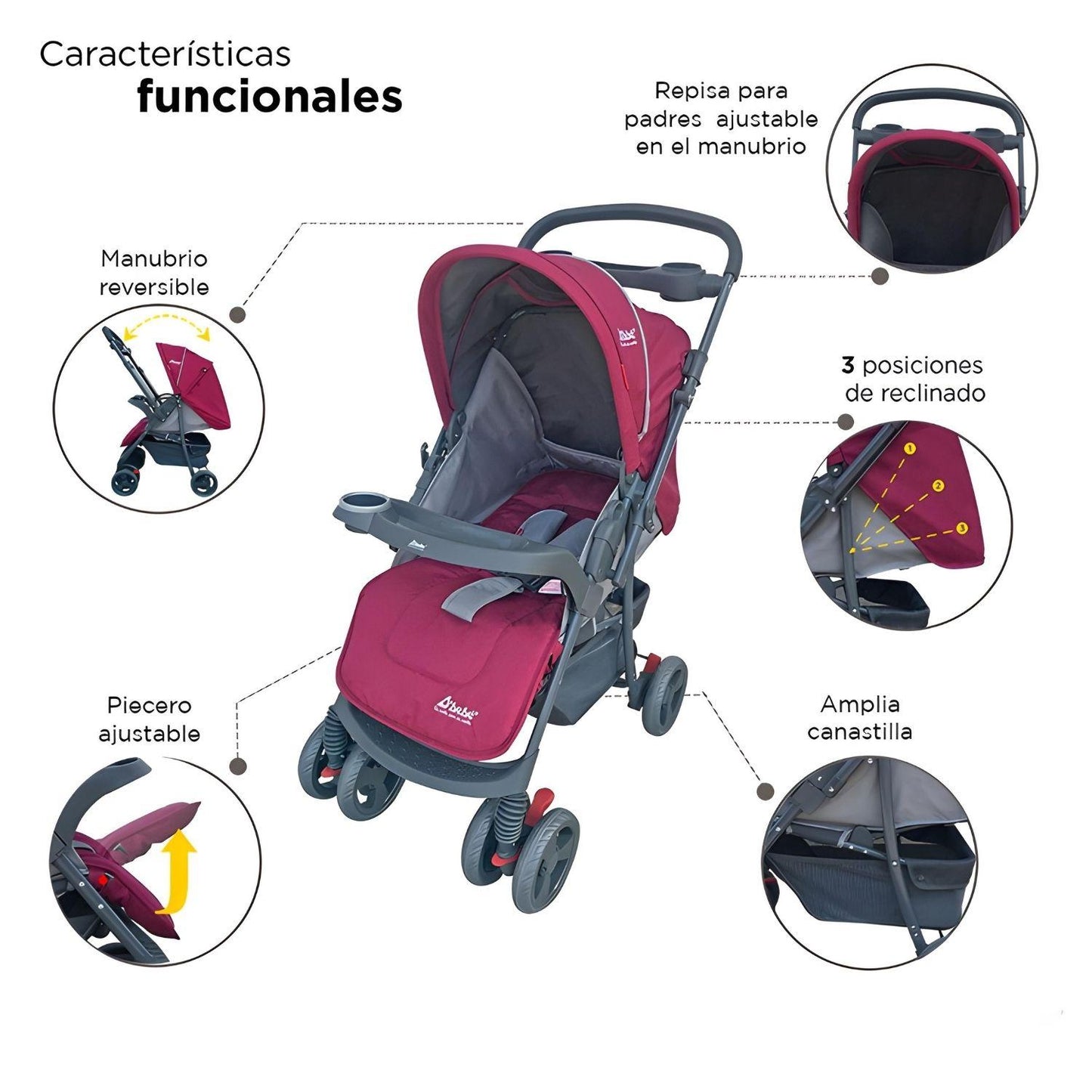 Set Carriola D'bebé Travel System Star Baby de 0 a 36 meses