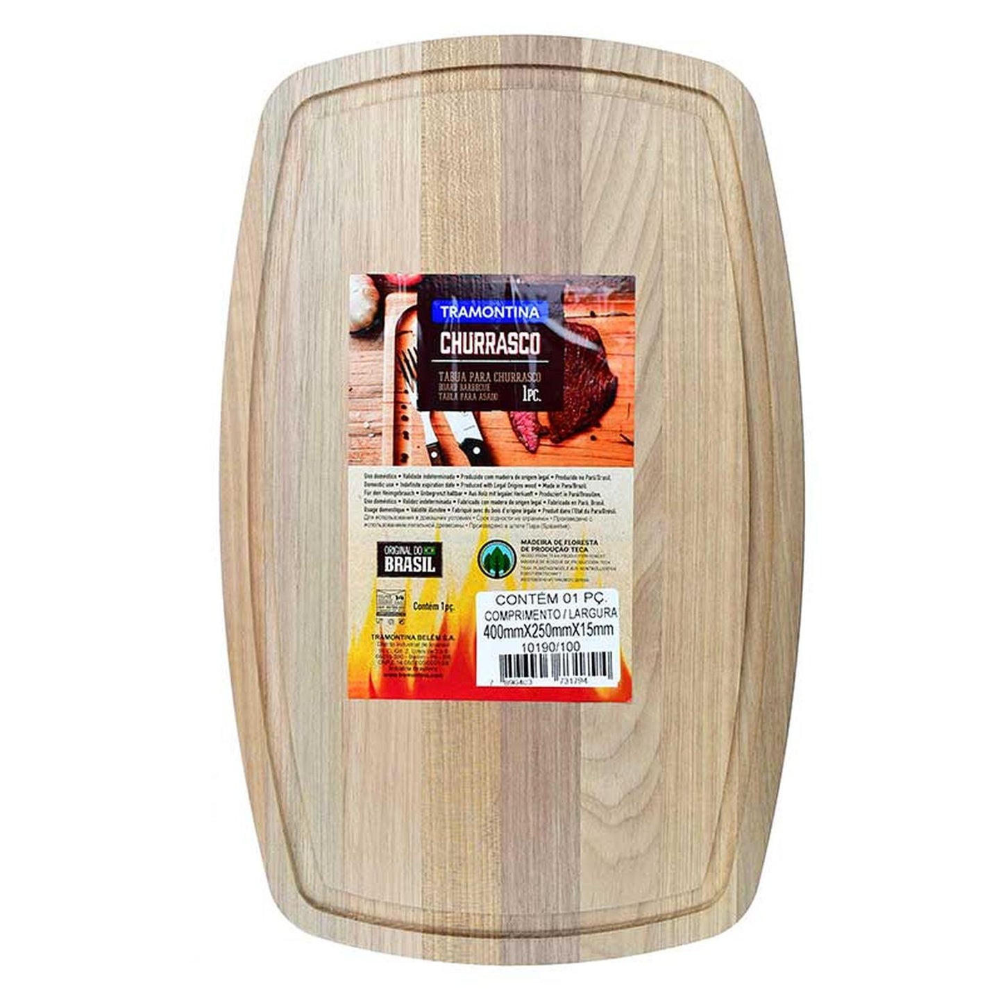 Tabla Oval Para Asado Tramontina Churrasco 10190100 Madera