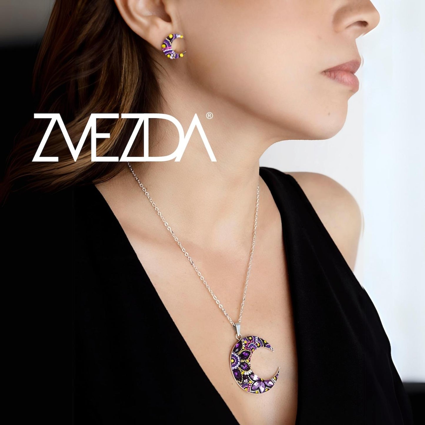 Set Collar y Aretes Luna Zvezda 0.925 Mujer