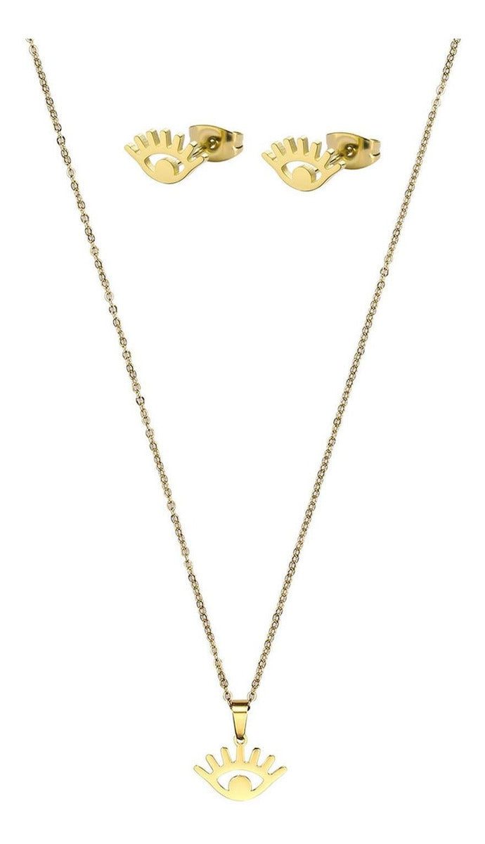 Set Collar Aretes Enso Gold EJS3244G Acero Inox Para Mujer