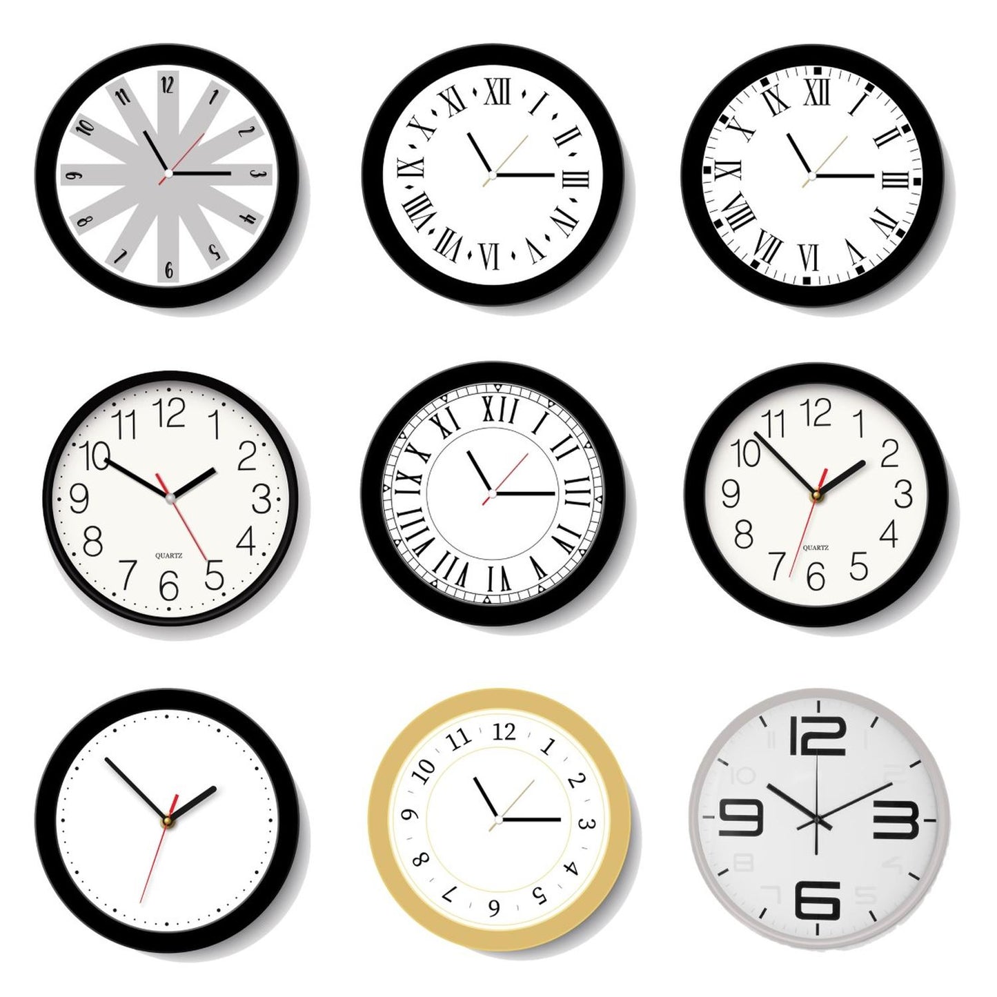 Reloj De Pared Clásico Decorativo Unisex Cuarzo Análogo de 30cm Plástico