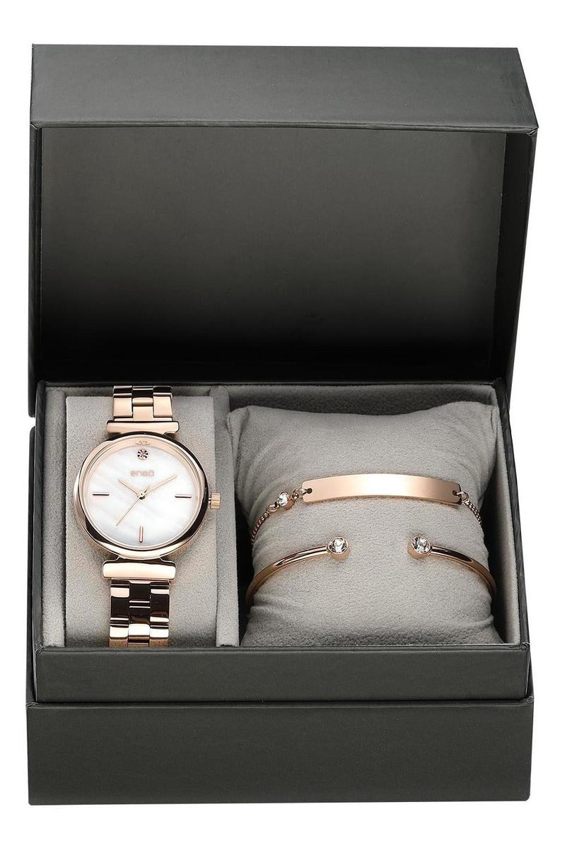 Set Reloj Enso Casual Oro Rosa EWBSL01 Para Mujer