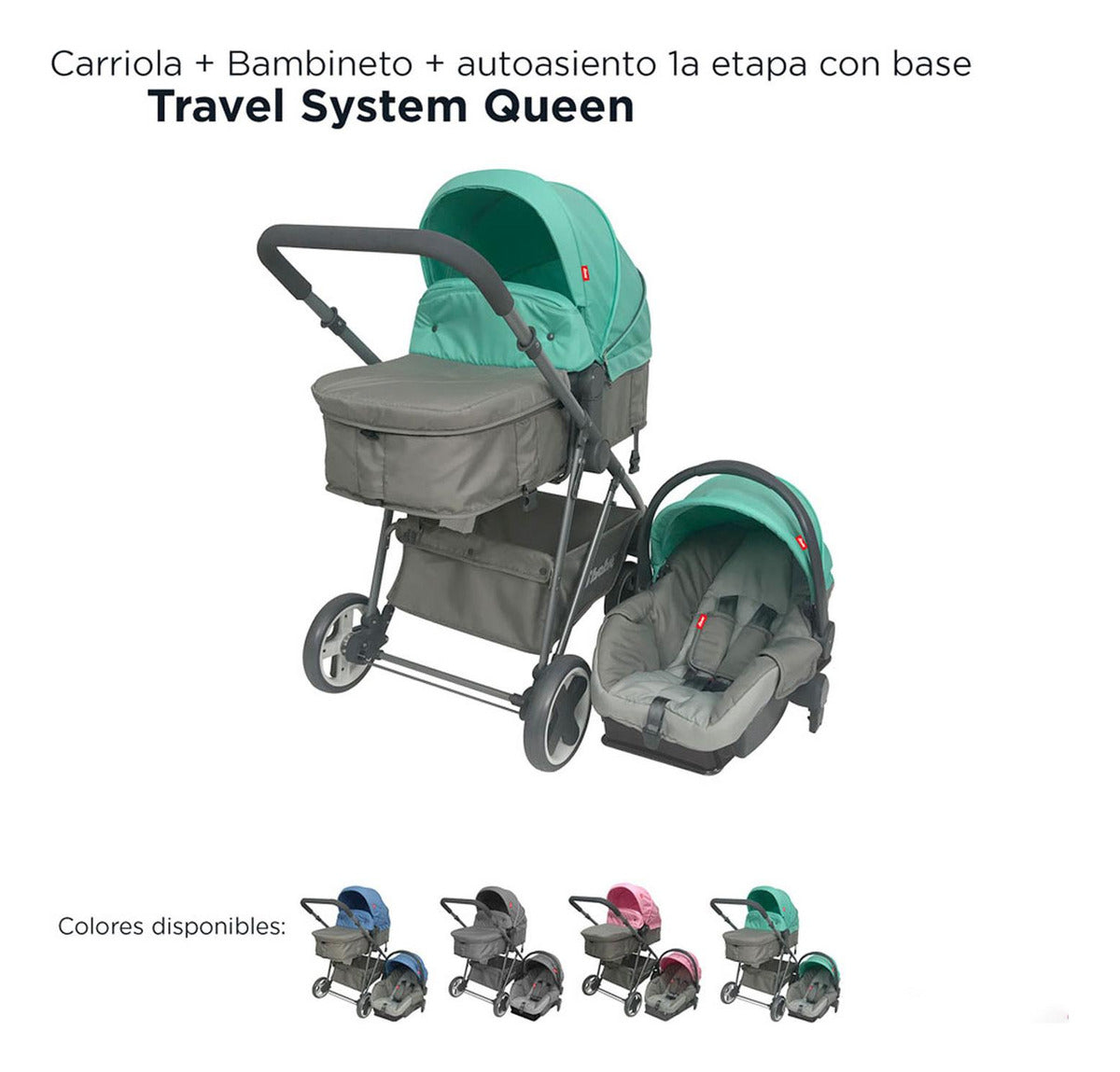 Set Carriola D'bebé Travel System Queen de 0 a 36 meses