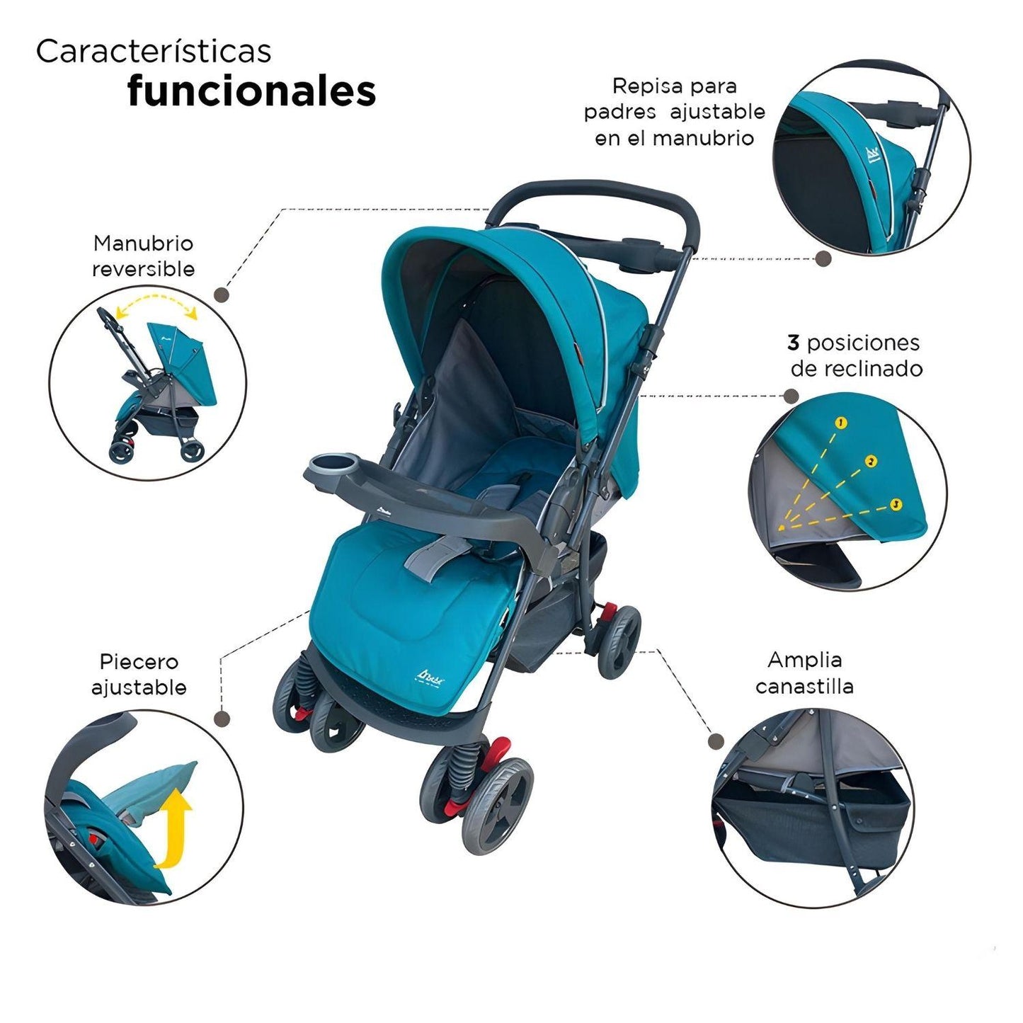 Set Carriola D'bebé Travel System Star Baby de 0 a 36 meses