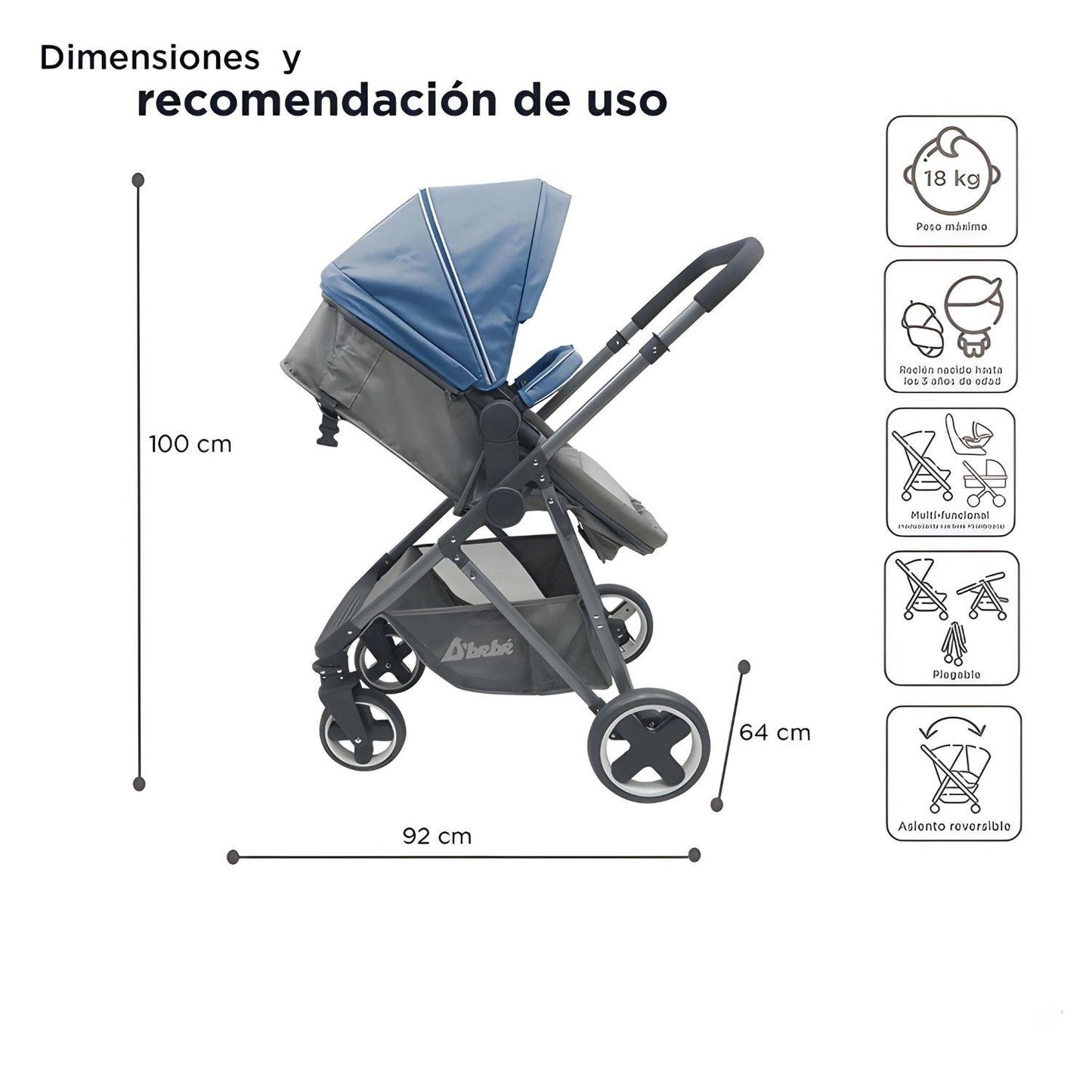 Set Carriola D'bebé Travel System Queen de 0 a 36 meses