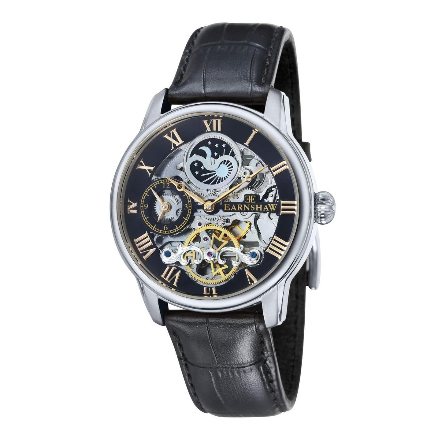 Reloj Automático Earnshaw Longitude ES-8006-04 Cuarzo Acero correa Cuero Genuino para Hombre