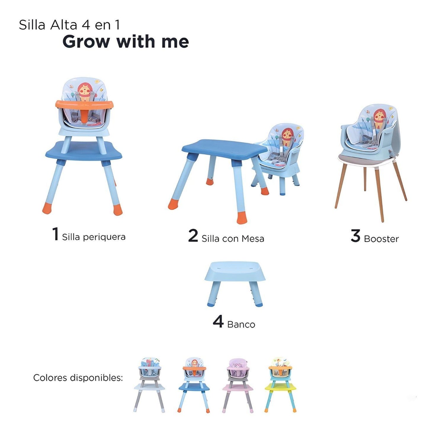 Silla Alta D'bebé Grow with Me Unisex de 6 meses a 7 años